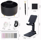 Office Supplies,Black Desk Accessories,Desk Organizer,Phone Stand,Scissors,Stapler,Tape Dispenser,Binder Clips,Staples,Staple Remover,Sticky Notes,Index Tabs,Clear Tape,Mini Box Cutter,Cool Pen.16pcs - Image 5