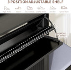 Shoe Cabinet with Bench, 4‑Flip Drawer Fluted Shoe Storage Cabinet with Removable Adjustable Shelves, Side Hooks & Anti‑Tip Device, Freestanding Entryway Shoe Organizer for Hallway, Black - Image 6