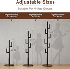 Muwuele Solid Wood Cactus Coat Rack, Freestanding Coat Rack With 6 L-Shaped Hooks and 3 Adjustable Sizes, Coat Tree for Bedroom, Entryway, Livingroom, Coat Hanger Stand for Coats, Handbags (Black) - Image 3