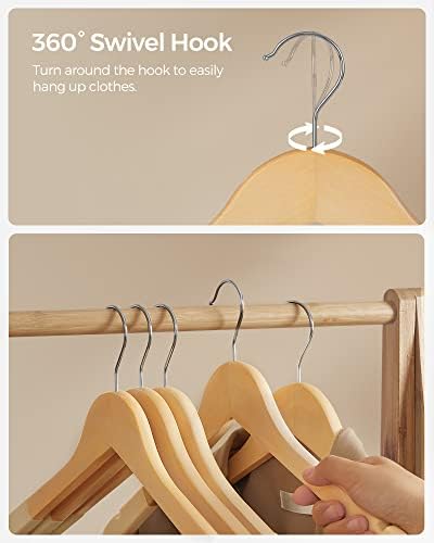 SONGMICS Wooden Hangers, 20-Pack Wood Hangers with Velvet Surface - Image 7