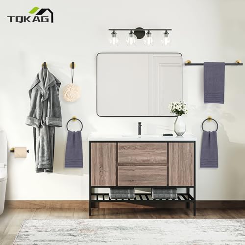 TQKAG Black and Gold Bathroom Hardware Set, 6-Piece Towel Bar Set 23.6 Inch - Image 7