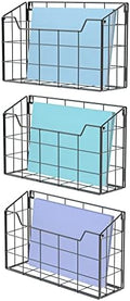Univivi 3 Pack Wall File Organizer Rack 14 inch Hanging File Holder, Black by Univivi