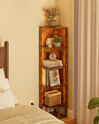 Corner Shelf Stand, 5 Tier Corner Bookshelf,Corner Furniture for Bedroom Display Corner Shelf for Small Space,Wood Shelves with Storage Rack for Living Room,Office, Rustic Brown by Apetaccat