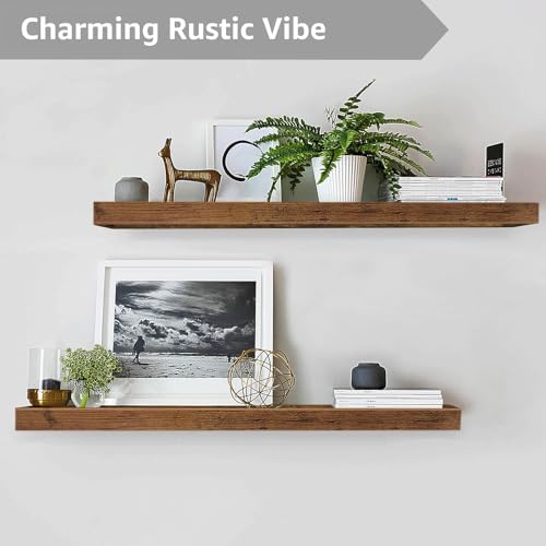 QEEIG Long Floating Shelves for Wall (Brown, Set of 2, 39.4") - Image 5