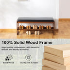 SOBIBO Solid Wood Shoe Bench, 2-Tier Wooden Entryway Bench, Modern Shoe Rack with Cushion for Hallway, Living Room (Black, 39.4'') - Image 5