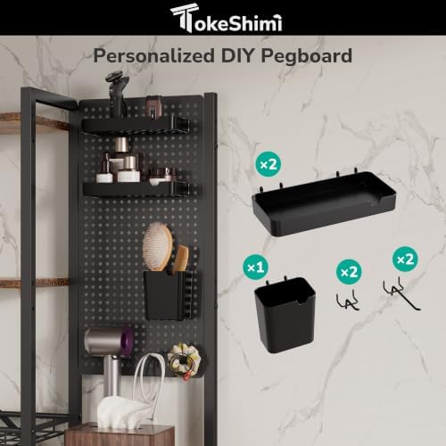 TokeShimi 6-Tier Over the Toilet Storage Rack, Adjustable Wooden Shelf - Image 4