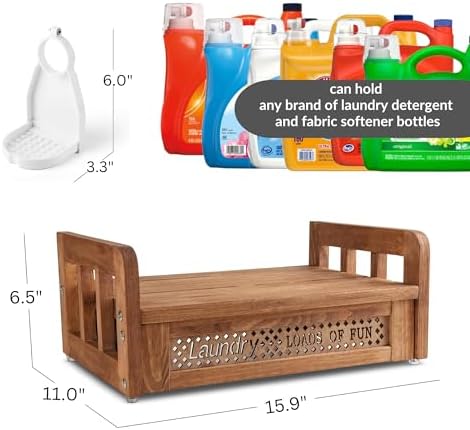 Wooden Laundry Detergent Holder Stand - Besuerte Farmhouse Wall Mounted Liquid Soap Holder, Laundry Room Storage Accessories Dispenser ((Nut Brown) - Image 2