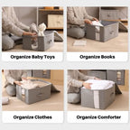Under Bed Storage with Clear window/ 600D Sturdy Fabric, Underbed Storage Containers Bags for Clothes, Clothing, Blanket, Comforters (L（27.6x16.5x7in） for under bed storage, Light grey) - Image 5