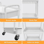 4 Tier Rolling Utility Cart with Drawer,REBECAT Utility Cart Made of Multifunctional Storage Organizer Tool for Kitchen,Bathroom,Living Room,Office(Gray) - Image 2