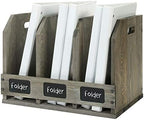 MyGift Gray Wood Magazine Holder with 3 Compartments & Chalkboard Labels by MyGiftHome