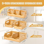 Bamboo Potato Onion Storage Bins, 3 Tier Stackable Produce Basket - Image 2