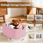 4 Pack Large Storage Basket for Organizing, 17.5"x13"x7" Woven Basket for Shelves, Closet Cube Storage Bins with Wrapped Handle, Cotton Rope Baskets for Kitchen, Clothes, Toys(Light Pink) - Image 3