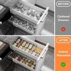 AMBIRD Bamboo Spice Drawer Organizer with Non-slip Mat,4 Tier Jar Spice Rack Tray 9.5'',Seasoning Organizer for Kitchen,Cabinet,Drawers,Countertop - Image 3