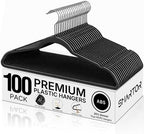 SMARTOR Plastic Hangers 100 Pack - Thin Hangers for Space Saving - Black by Smartor