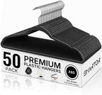 SMARTOR Plastic Hangers 50 Pack, Heavy Duty Plastic Hangers for Clothes by Smartor