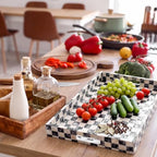 Reallnaive Mother of Pearl Lazy Susan, Square, Black White Checkerboard - Image 6