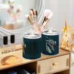 Fustylead 4 Pack Western Dragon Plastic Apothecary Jars with Lid, Bathroom Vanity Storage Organizer Canister for Qtip, Cotton Ball, Swab, Round Pads, Floss - Image 5