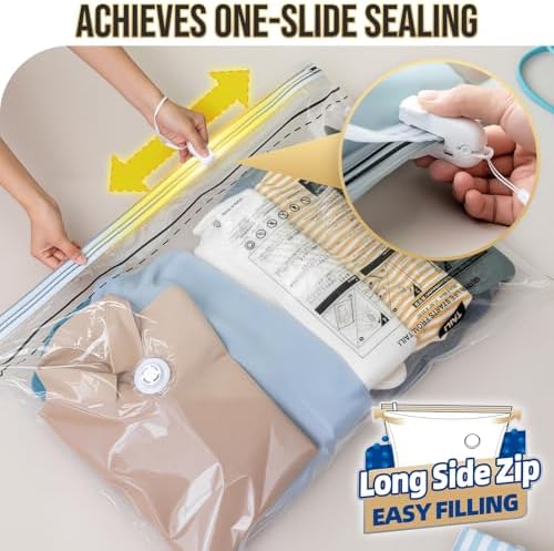 TAILI 10 Pack Vacuum Storage Bags, 2 Size Combo(5 Large+5 Jumbo), Clear - Image 5