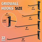HUHOLE 32 Pack 6 Inch Black Gridwall Hooks for 3 × 3 Wire Grid Panel - Image 6