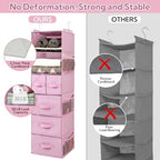 GRANNY SAYS Hanging Closet Organizer, 5 Drawers, 6 Shelves, 6 Pockets, Pink - Image 6