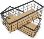 Set of 2 Small Wire Baskets, Narrow Black Metal Storage Bins for Bathroom Counter & Kitchen, Farmhouse Rustic Organizer Trays for Pantry, Office, RV, Countertop Decoration - Image 6