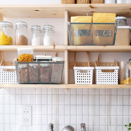 Ziliny 4 Pcs Mesh Wire Baskets for Organizing, Medium, Dark Gray - Image 6