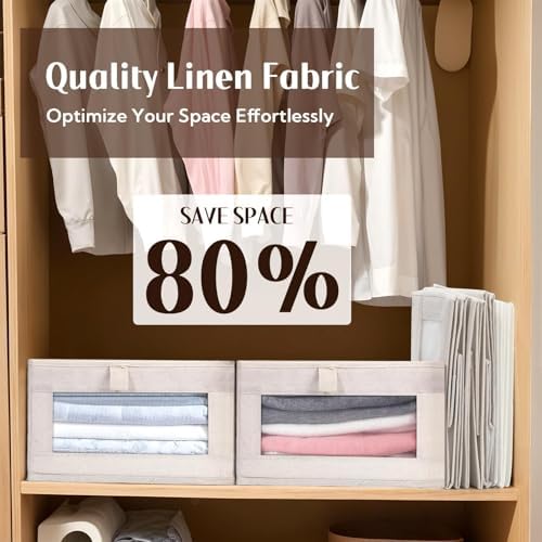 10 Pack Linen Closet Organizers And Storage, Closet Storage Bins for Closet Organization, Linen Closet Baskets Foldable Closet Organizer Bins with Clear Window For Organizing Clothing, Jeans - Image 6