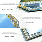 Large Crystal Tray Modern Glass Mirror Jewelry Trinket Trays with Diamond - Image 4