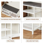 ZHOOGE Shoe Bench & Rack Storage Bench with Seat Cushion, Stable Entryway Bench Holds Up to 300 lb, (35" L x 12" W x 17" H, White) - Image 6