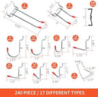 240PCS Pegboard Hooks Assortment, Pegboard Accessories Organizer Kit with Pegboard Bins, Pegboard Cups, 1/8 and 1/4 inch Peg Board Hooks for Hanging Tools, Garage Pegboard Wall Organization - Image 2