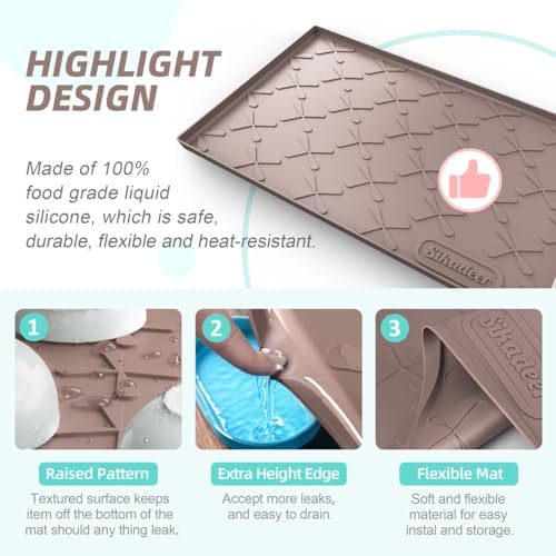SIKADEER Waterproof Under Sink Mat 31" x 19" Silicone Mat Cabinet Protector - Image 4