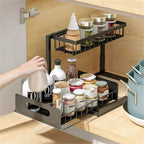 2 Tier Under Sink Organizer, Pull Out Sliding Drawer (White) - Image 7