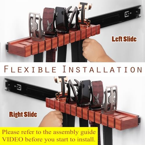 Walnut 12 Belts Organizer with Sliding System - Image 3