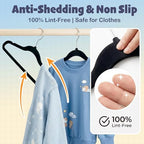 HOUSE DAY Black Kids Velvet Hangers 100 Pack, Durable Big Kid Hangers - Image 4