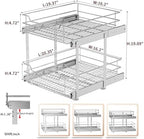 EZKAZA Pull Out Cabinet Organizer for Kitchen Utensil 17.5" W x 21" D, 2-Tier Cabinet Pullout Shelves and Drawer Organizer Slide Out Pantry Storage Basket, Bottom Basket 16.2" W x 20.4" D x 4.7" H - Image 4