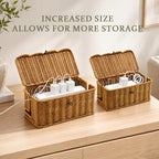 2 Pack Rattan Cable Management Box for Power Strip with 2 Exits - Image 6
