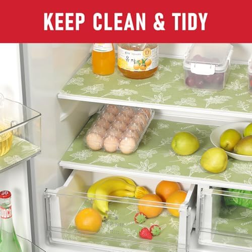 Cooyes Large Fridge Liners for Refrigerator, 17.7" × 360", Drawer & Shelf Liners for Kitchen Cabinets Non-Adhesive, Breathable Cloth Material, Non-Slip, Keep Produce Fresh Longer, Sage Green - Image 2