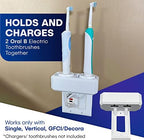 Electric Toothbrush Holder, Wall Mount, Compatible with Oral-B, Holds 2 Chargers, Mounts on Single GFCI/Decora Outlet ONLY. (Charger/Brushes NOT Included), White, OB2C-GSSV - Image 3