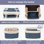 XUANGUO Woven Cotton Rope Storage Baskets 15x10x9.3" 3 Pack White and Blue - Image 7