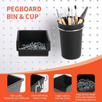 240PCS Pegboard Hooks Assortment, Pegboard Accessories Organizer Kit with Pegboard Bins, Pegboard Cups, 1/8 and 1/4 inch Peg Board Hooks for Hanging Tools, Garage Pegboard Wall Organization - Image 6