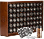 AllSpice Spice Rack Organizer, Wood, 525 Unique Labels, Countertop or Wall Mount, Includes 60 4oz Jars- Walnut Stain by AllSpice
