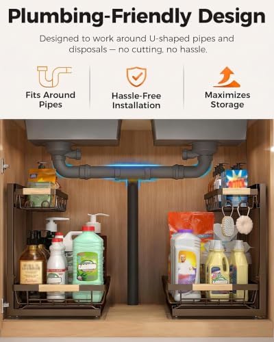 Sevenblue 2-Pack 2-Tier Height Adjustable Under Sink Organizer & Storage - Image 5