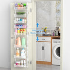 VyGrow 12.3" W Narrow Over the Door Pantry Organizer, 8-Tier Over the Door Organizer with Adjustable Basket, Pantry Door Organization for Pantry Kitchen Storage Room Spice Rack, White - Image 2