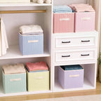 Amyhill 6 Pack Mixed Colors Striped Basics Collapsible Fabric Storage Bins - Image 6