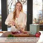 Beautiful Potato and Onion Storage Container Set - Food Safe Metal Bins - Image 4