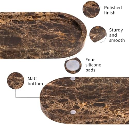 Natural Marble Tray Oval, Dark Brown, 10 x 5 x 0.6 - Image 3