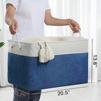 TheWarmHome Organization and Storage Basket for Shelves - Jumbo 3 Pack 20x16x14 inch Collapsible Storage Bins for Organizing, Canves Storage Cubes for Gift Organizer Toys Closet (White & Jean Blue) - Image 5