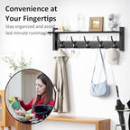 Optish Coat Rack Wall Mount with Shelf, 24 Inch Coat Hanger Walls Mounted, Hat Rack for Walls, Shelf with 5 Coat Hooks, Wall Hanger for Entryway (Black) - Image 5