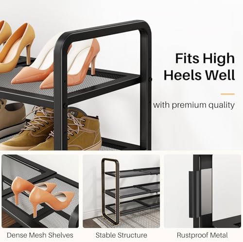 Expandable Metal Shoe Rack for Closet, Entryway & Garage, 3-Tier, Black - Image 5