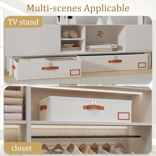 Yawinhe 27L Under Bed Storage Containers,2 Pack Blanket Bags,Beige - Image 5
